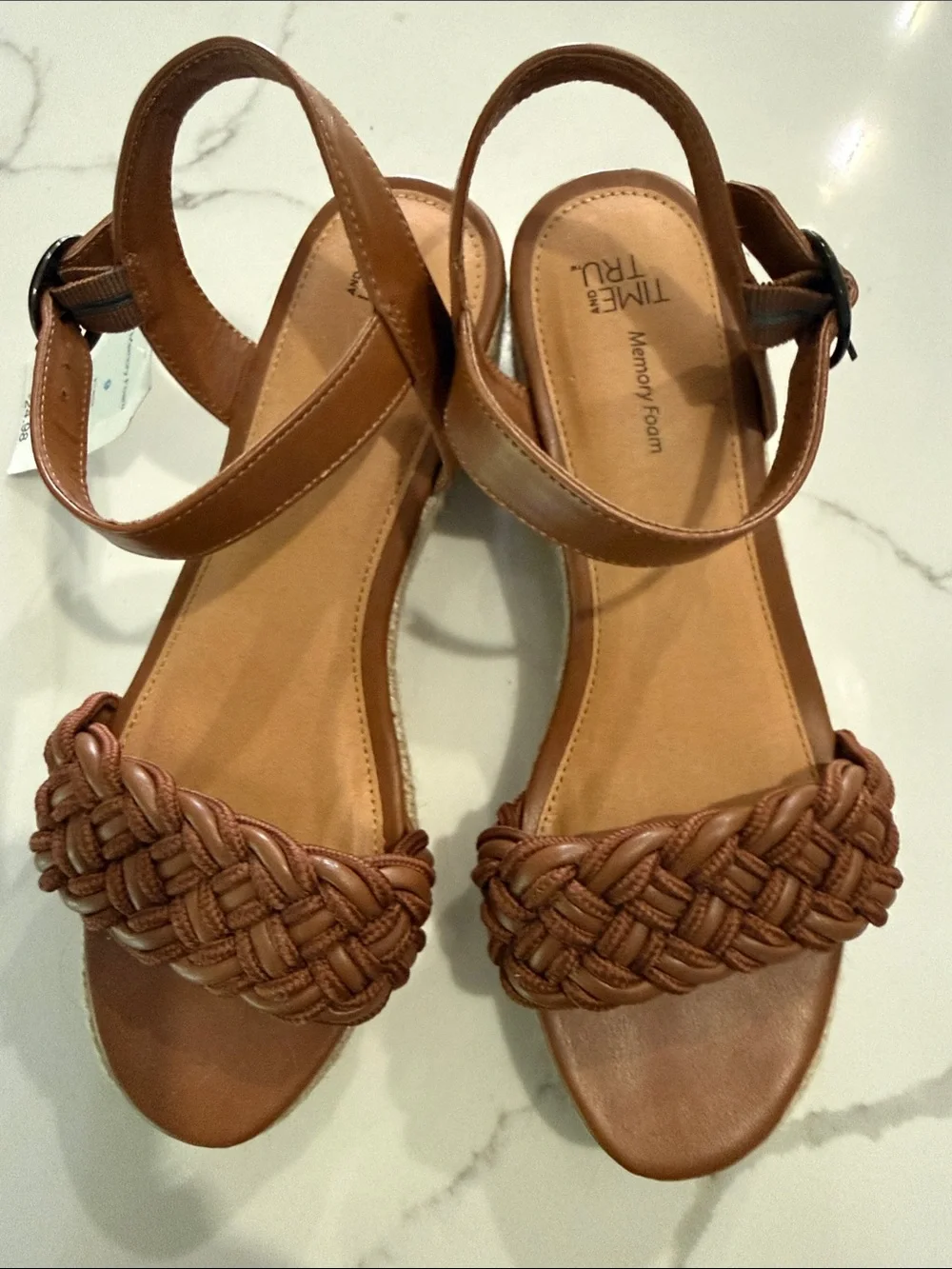 Time and Tru Braided Espadrille Wedge Sandal - Tan